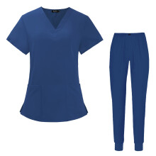 Men Women Scrubs Set V Neck Scrub Top and Pants Nurse Work Uniforms Wo