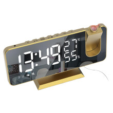 Mirror Digital Alarm Clock LED Lamp Snooze Adjustable Brightness Gold