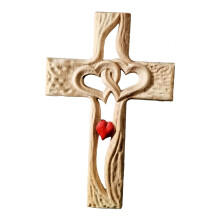Carved Wood Cross Intertwined Heart for Thanksgiving Birthday Valentin