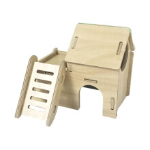 Hamster House and Hideout Solid Wood Exploration Toy for Rat Mice Chin