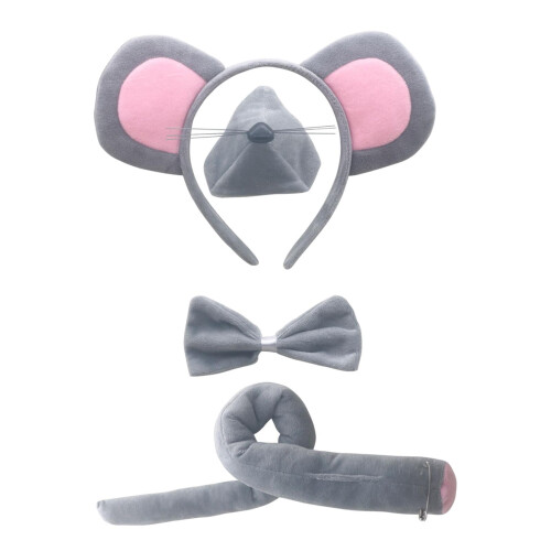 Mouse Ears Headband, Bowtieand Tail Accessories Set for Halloween Part