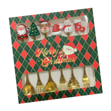 6x Christmas Spoons Forks Set Flatware Cutlery Set for Gift Party Rest