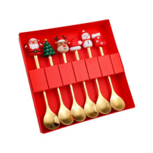 6Pcs Christmas Cutlery Set Creative Xmas Flatware for Tea Party Kitche