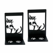 2Pcs Cat Bookends Nonskid Cartoon Book Holders for Shelves Table Livin