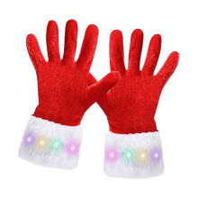 Christmas Red Gloves Soft Xmas Mittens for Cosplay Fancy Dress Costume