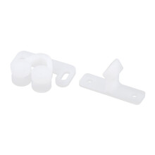 White ABS Double Ball Cabinet Cupboard Display Door Roller Latch Catch