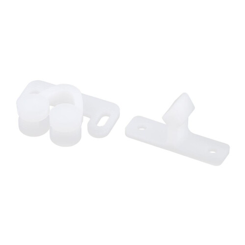 White ABS Double Ball Cabinet Cupboard Display Door Roller Latch Catch