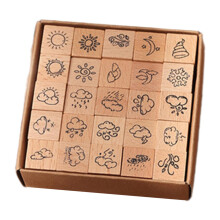 25x Mini Stamps Crafts DIY Wood Stamps for Painting Journaling Happy P