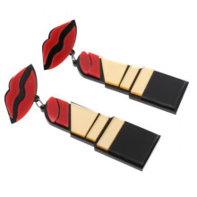 4xAcrylic Mouth Lipstick Style Long Dangle Ear Drop Earrings for Women