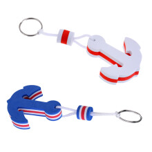 Blue + White Yachting Boating Floating Key Chain Key Ring - Anchor Sh