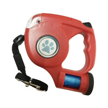 Retractable Dog Leash with Light & Garbage Bag Dispenser 15ft Pet Trac