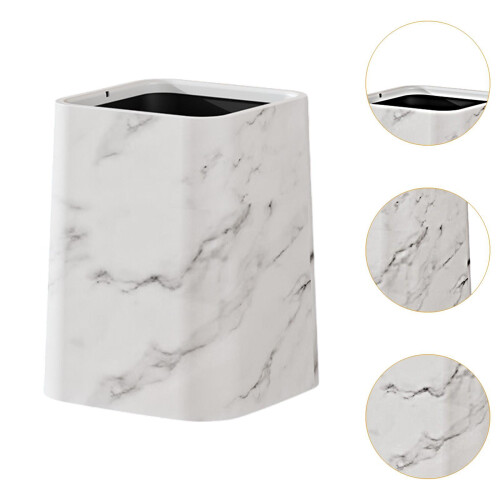 Marble Waste Bin Reusable Paper Basket Trash Bin for Kitchen Bathroom 2