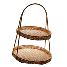 Fruit Basket 2 Tier Dried Fruit Woven Tray for Birthday Bathroom Celeb