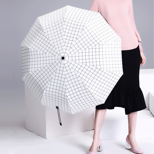 UV Resistant Windproof Waterproof Folding Umbrella White 8 Ribs