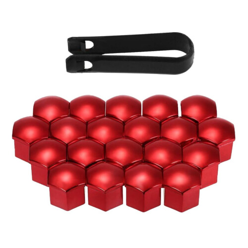 20pcs Universal 17mm Wheel Nut Covers Lug Nut Caps Screw Protector Red