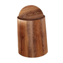 Trash Bin Imitation Wood Grain with Swing Lid Trash Can for Home Dorm