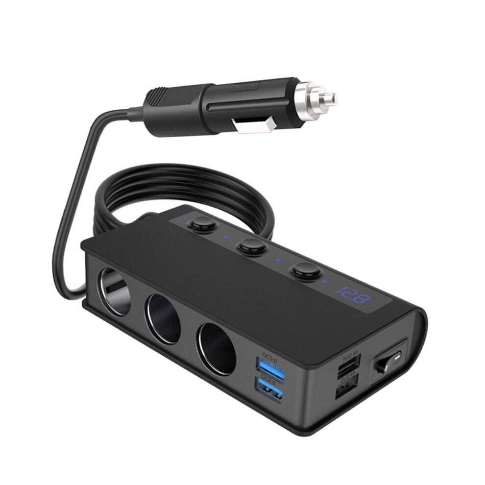 180W Car Charger Cigarette Lighter Splitter For Cars Suvs Trucks Black 6902695741555