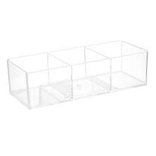 Acrylic Storage Box 3 Compartments Clear Makeup Organizer for Bathroom and Home