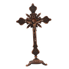 Standing Crucifix 10 Inches Metal Table Cross for Tabletop Chapel Home