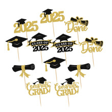 12 Pieces Graduation Cupcake Toppers 2025, Done Graduation Party Decor