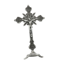 Standing Crucifix 10 Inches Metal Table Cross for Tabletop Chapel Home