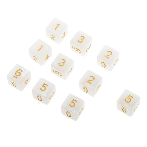 10pcs Six Sided Dice D6 Playing D&D RPG Party Games Dices White 1
