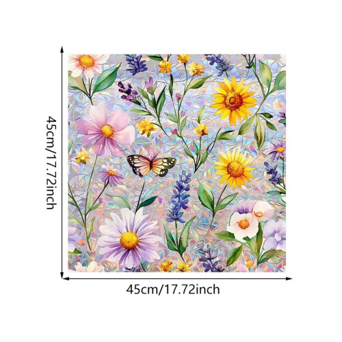 Rainbow Window Privacy Film Floral Pattern Window Decoration Decals fo 1