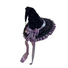 Witch Hat Gothic with Big Bow Decoration for Party Props Costume Photo