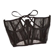 Lace Corset Belt Open Cup Tie Back Corset for Women Adjustable Waist C