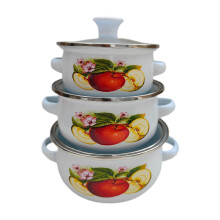 3Pcs Enamel Stockpot Enamelware Cookware Set for Induction Cookers Gas