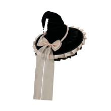 Witch Hat Gothic with Big Bow Decoration for Party Props Costume Photo