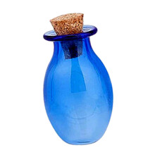 Small Glass Bottles with Cork Stoppers Clear Wishing Bottle Jars Blue