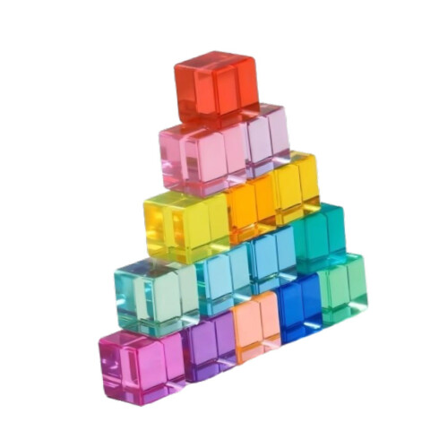 Rainbow Building Blocks Set Rainbow Building Acrylic Cube for 3-6 Kids