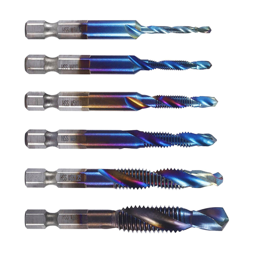 6Pcs Drill Tap Combination Bit Hss Spiral Tap Drill Bit For Drilling T 6902696408082