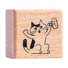 Cat Stamp 1.2 inch Small Wooden Rubber Stamp for Journal Letter Scrapb