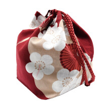 Japanese Drawstring Bag Coin Purse Lunch Bag Food Pouch Wine Red