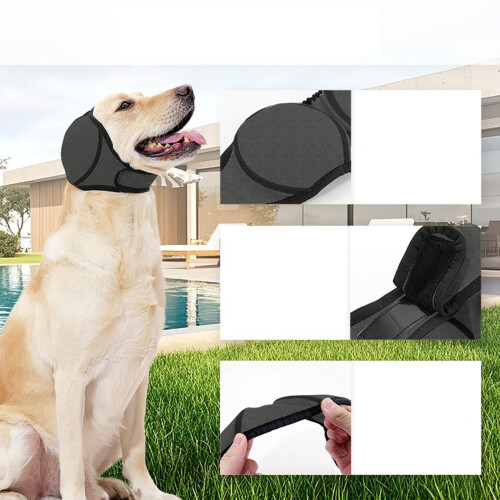 Dog Ear Cover Ear Wrap Bath Ear Protective  Bath Swim Cap M Gray 2