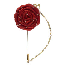 Rose Flower Men's Brooch Hanging Chain Corsage Dangle for Clothing Sca