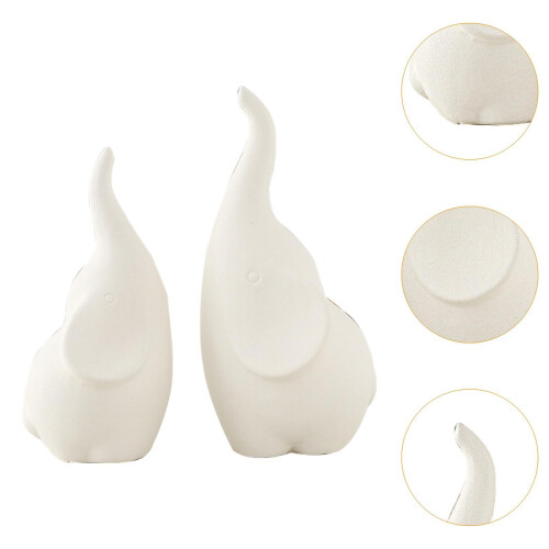 2x Elephant Figurine Cute Table Sculpture for Mantel Decorative Bathro 2