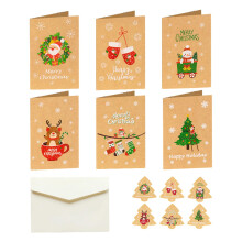 6Pcs Merry Christmas Cards Creative Paper Greeting Cards for Wife Mum