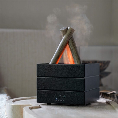Flame Humidifier, Aroma Essential Oil Diffuser with Remote Control and Light, Black 1