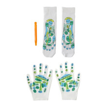 4Pcs Reflexology Socks and Gloves Tool Set Hand Reflexology Gloves for