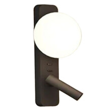 Aplique de pared LED con interruptor, foco ajustable, lámpara de pared de vidrio para dormitorio, lámpara de noche, decoración de pared A