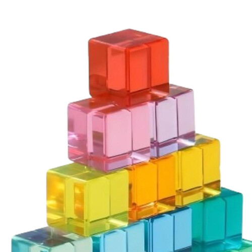 Rainbow Building Blocks Set Rainbow Building Acrylic Cube for 3-6 Kids 2