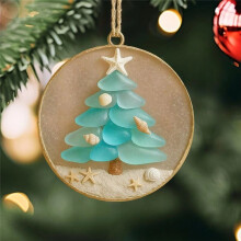 Coastal Christmas Ornaments Acrylic Christmas Coastal Ornament Beach Themed Pendant for Window Wall Living Room Holiday A