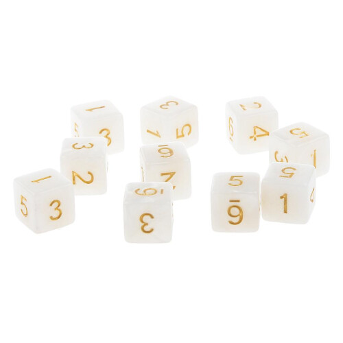 10pcs Six Sided Dice D6 Playing D&D RPG Party Games Dices White