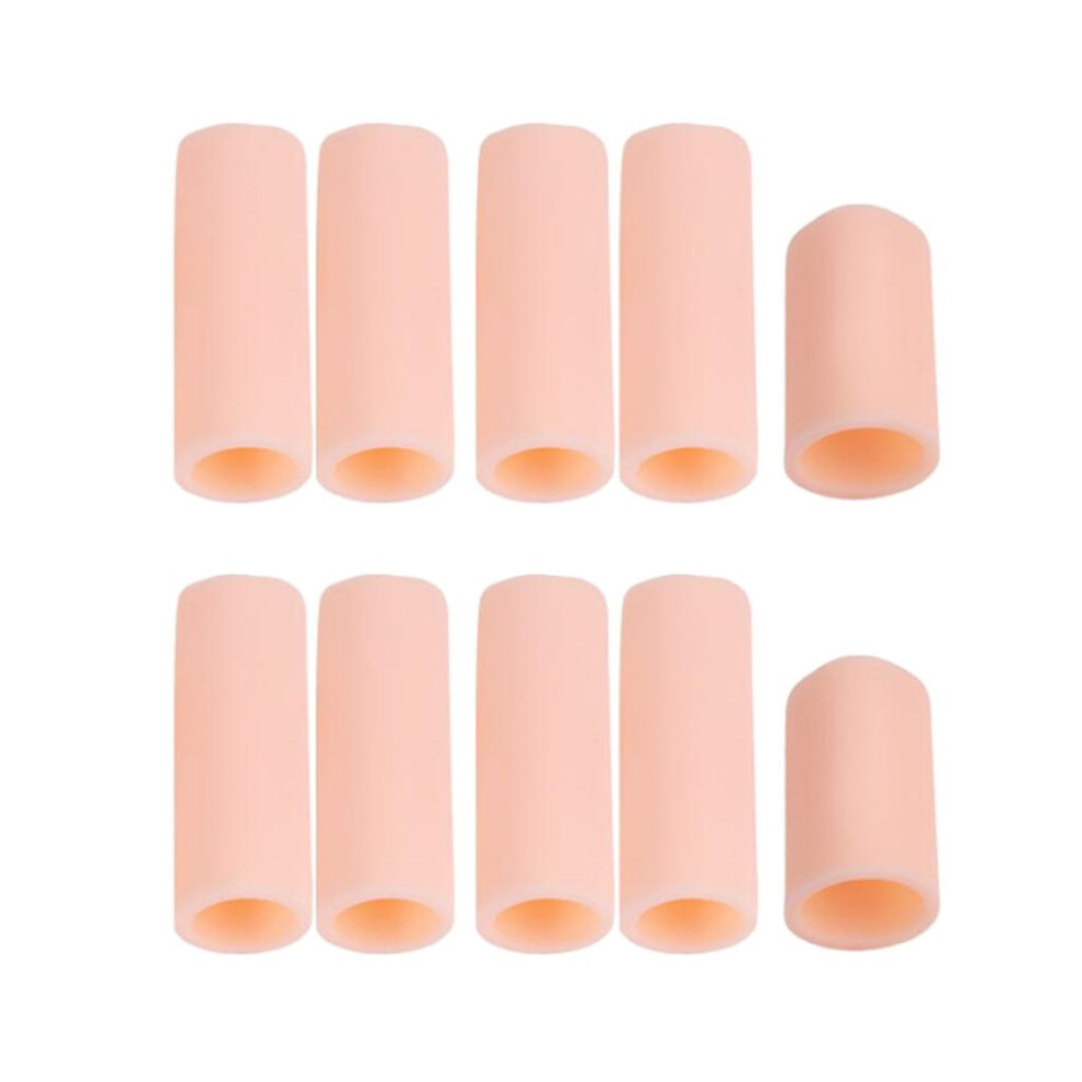 10pcs Silicone Gel Toe Finger Caps Covers Sleeves Tubes Skin Color