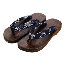 Japanese Clogs Slippers Geta Sandals Flip Flops for Men Women Blue Rou