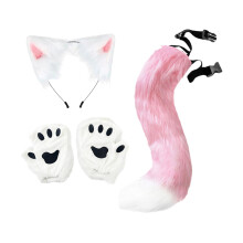 Cat Fox Ears and Tail Set Plush Ear Headband for Party Role Play Fancy
