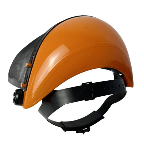 Chainsaw Trimming Full Face Shield Protector Steel Mesh Visor Orange 1